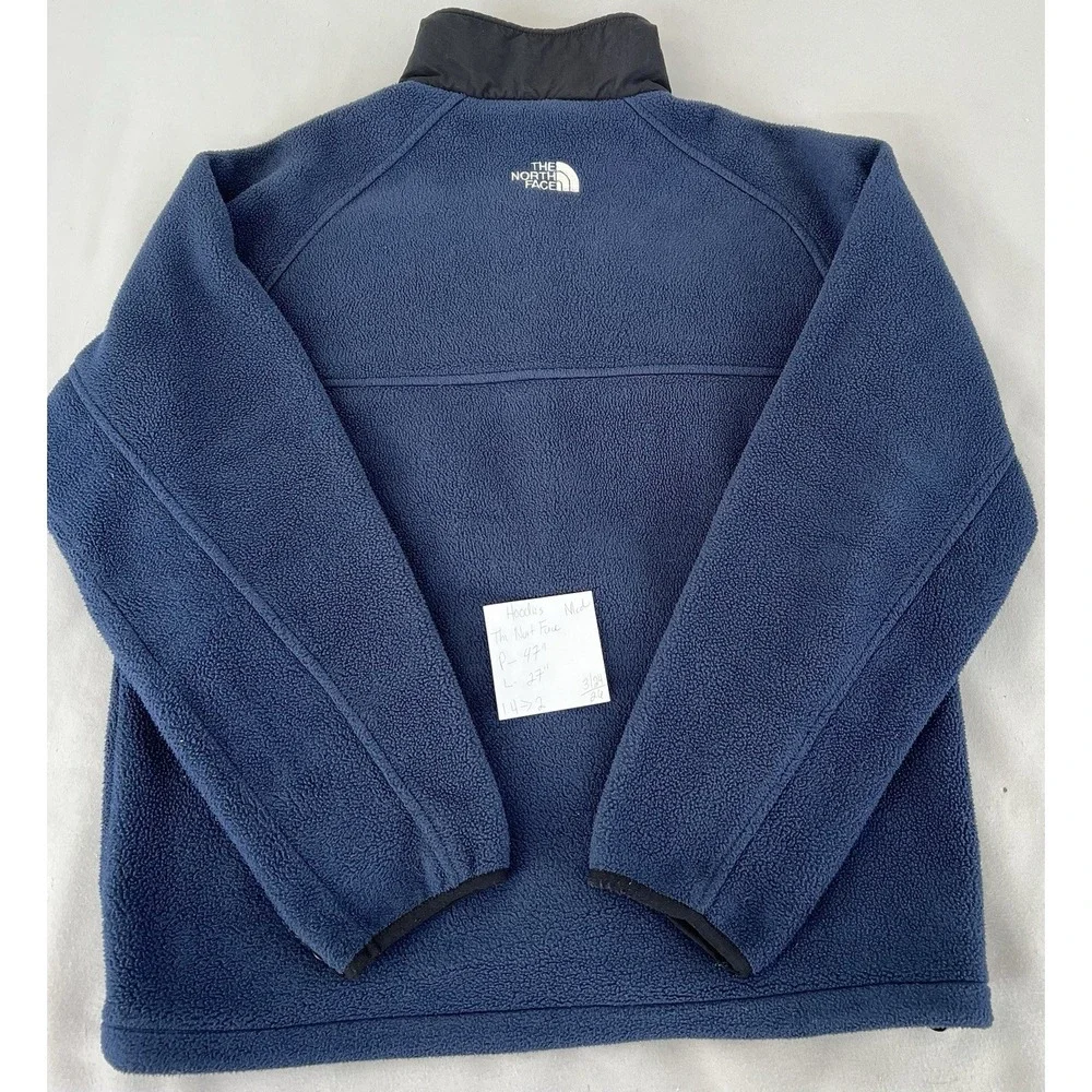VTG The North Face Men's Sz Medium Full Zip Fleece Polartec Jacket Navy Blue Y2K